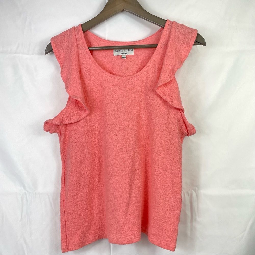 Madewell Texture Thread Ruffle-Sleeve Tank Top Pink Size Small